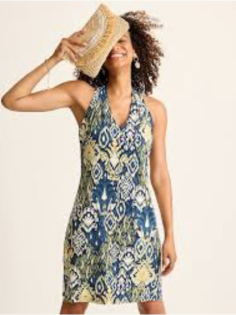 Tommy Bahama Sandy Vista Cove Navy and Yellow Dress